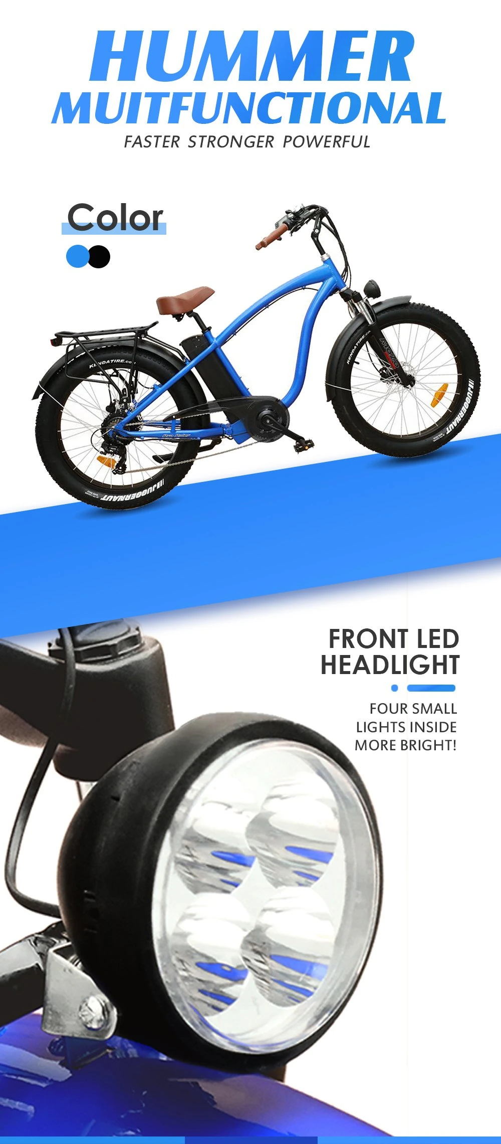 500W/750W Bafun Bafang Motor Fat Tire Mountain Wholesale Electric Bicycle